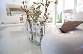 Staging glasses with branches, kelleen corsmeier interiors